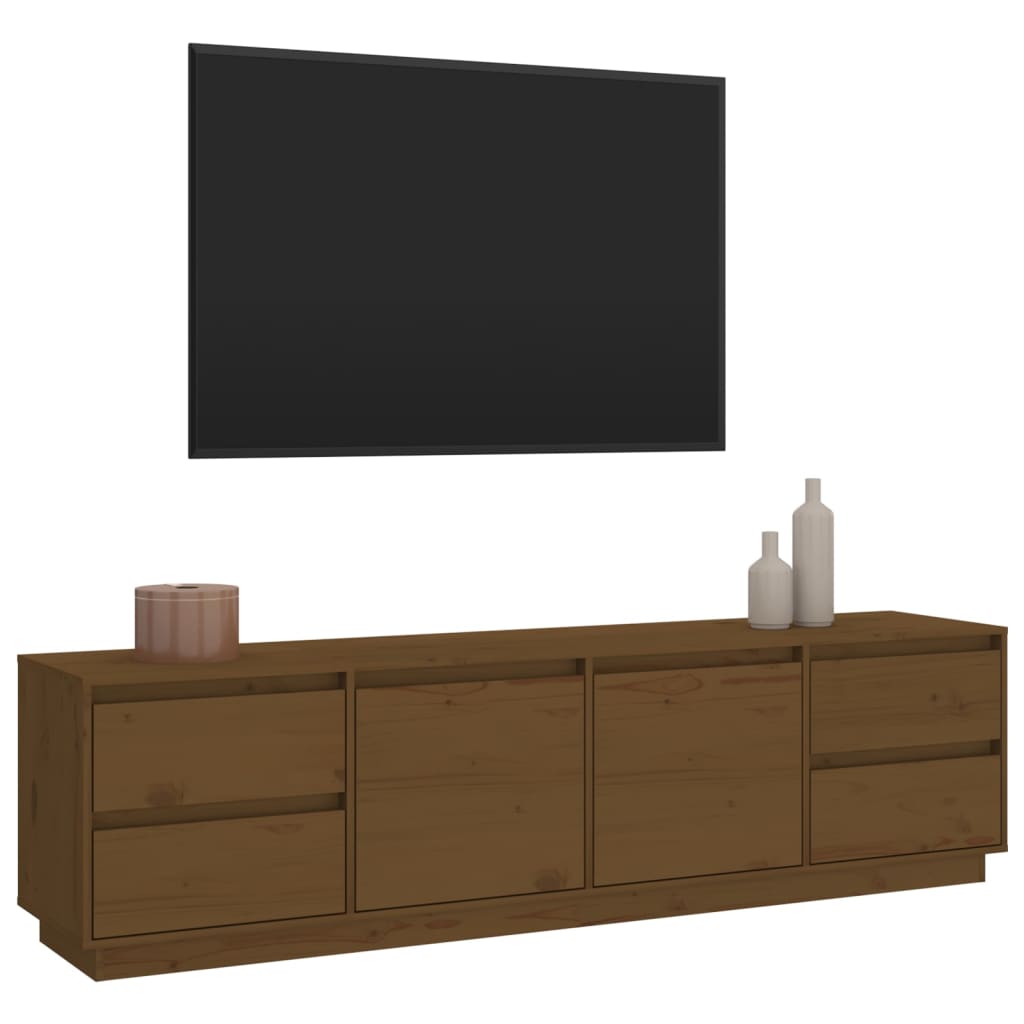 tv-bord 176x37x47,5 cm massivt fyrretræ gyldenbrun