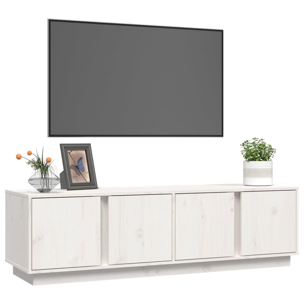 tv-bord 140x40x40 cm massivt fyrretræ hvid