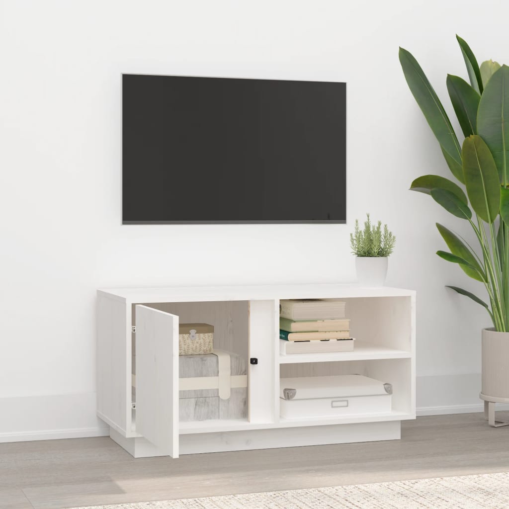 tv-bord 80x35x40,5 cm massivt fyrretræ hvid