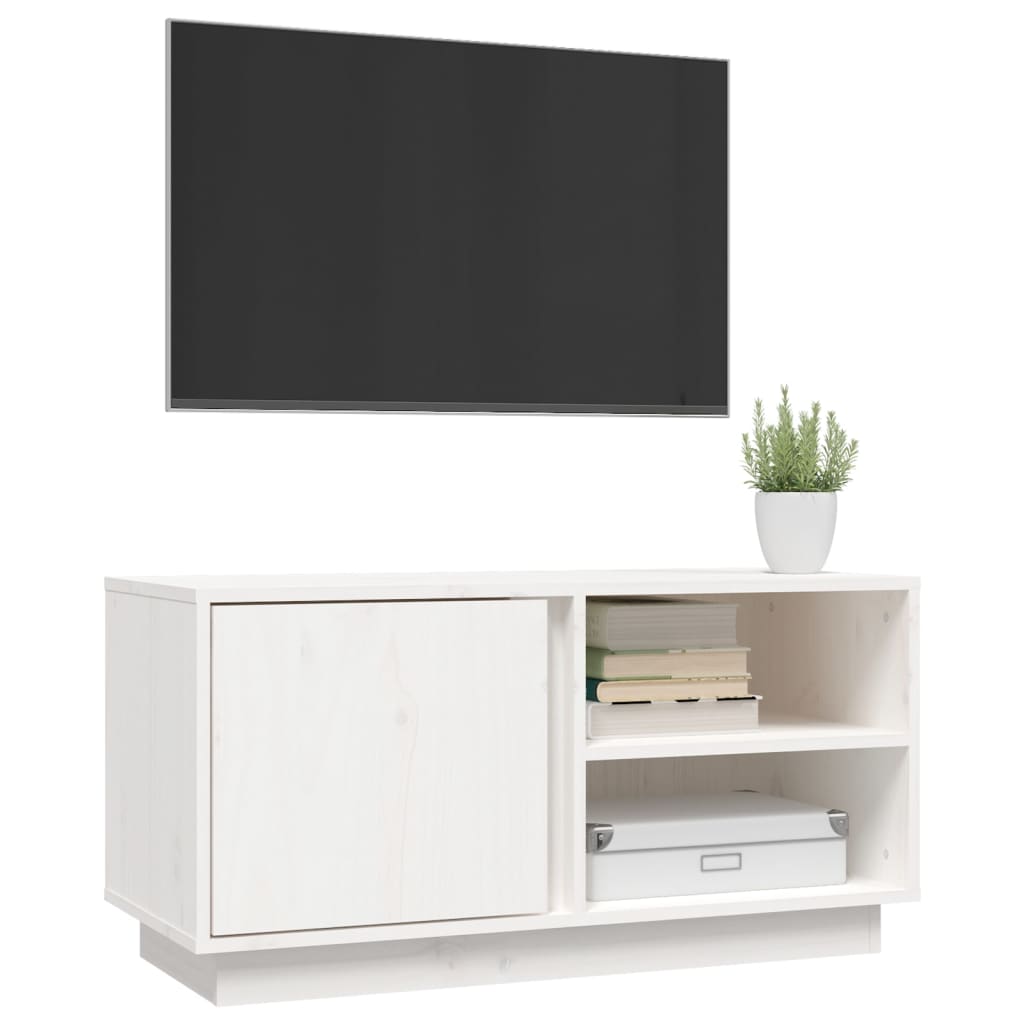 tv-bord 80x35x40,5 cm massivt fyrretræ hvid