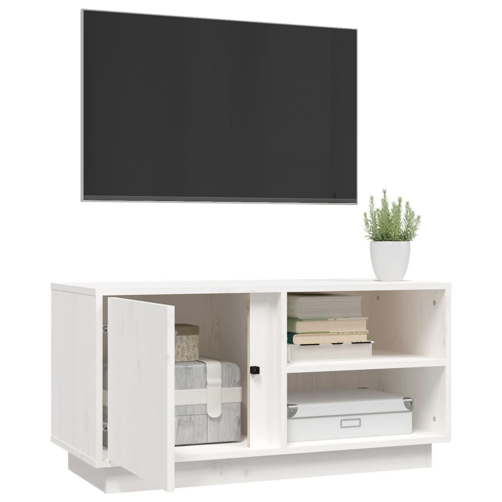 tv-bord 80x35x40,5 cm massivt fyrretræ hvid