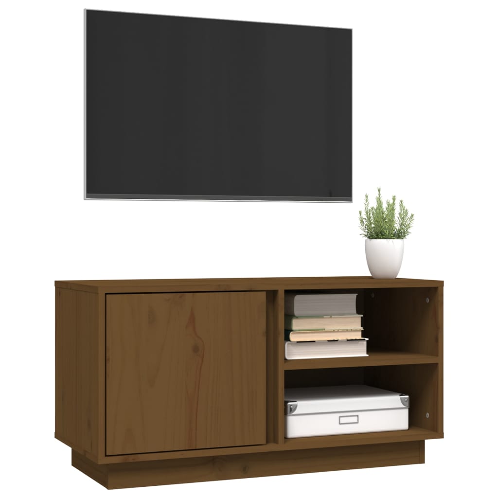 tv-bord 80x35x40,5 cm massivt fyrretræ gyldenbrun