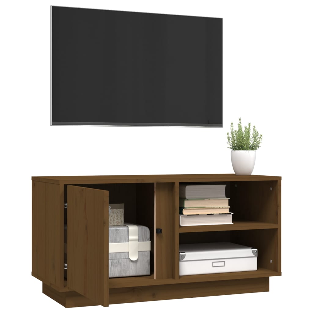 tv-bord 80x35x40,5 cm massivt fyrretræ gyldenbrun