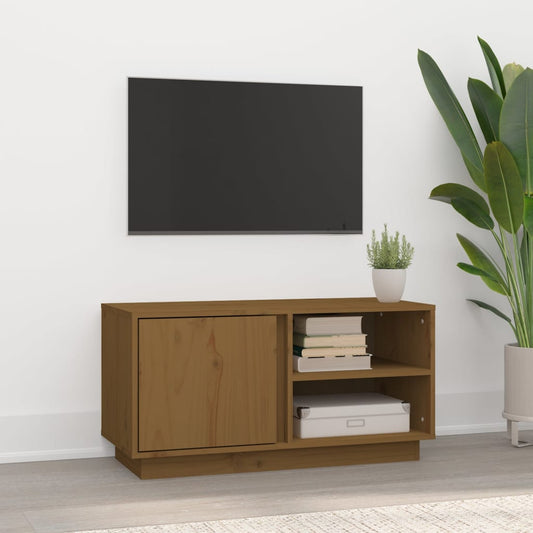 tv-bord 80x35x40,5 cm massivt fyrretræ gyldenbrun