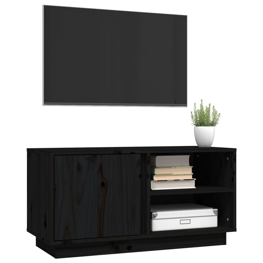 tv-bord 80x35x40,5 cm massivt fyrretræ sort