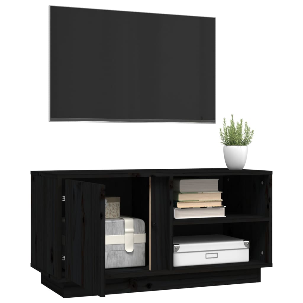 tv-bord 80x35x40,5 cm massivt fyrretræ sort