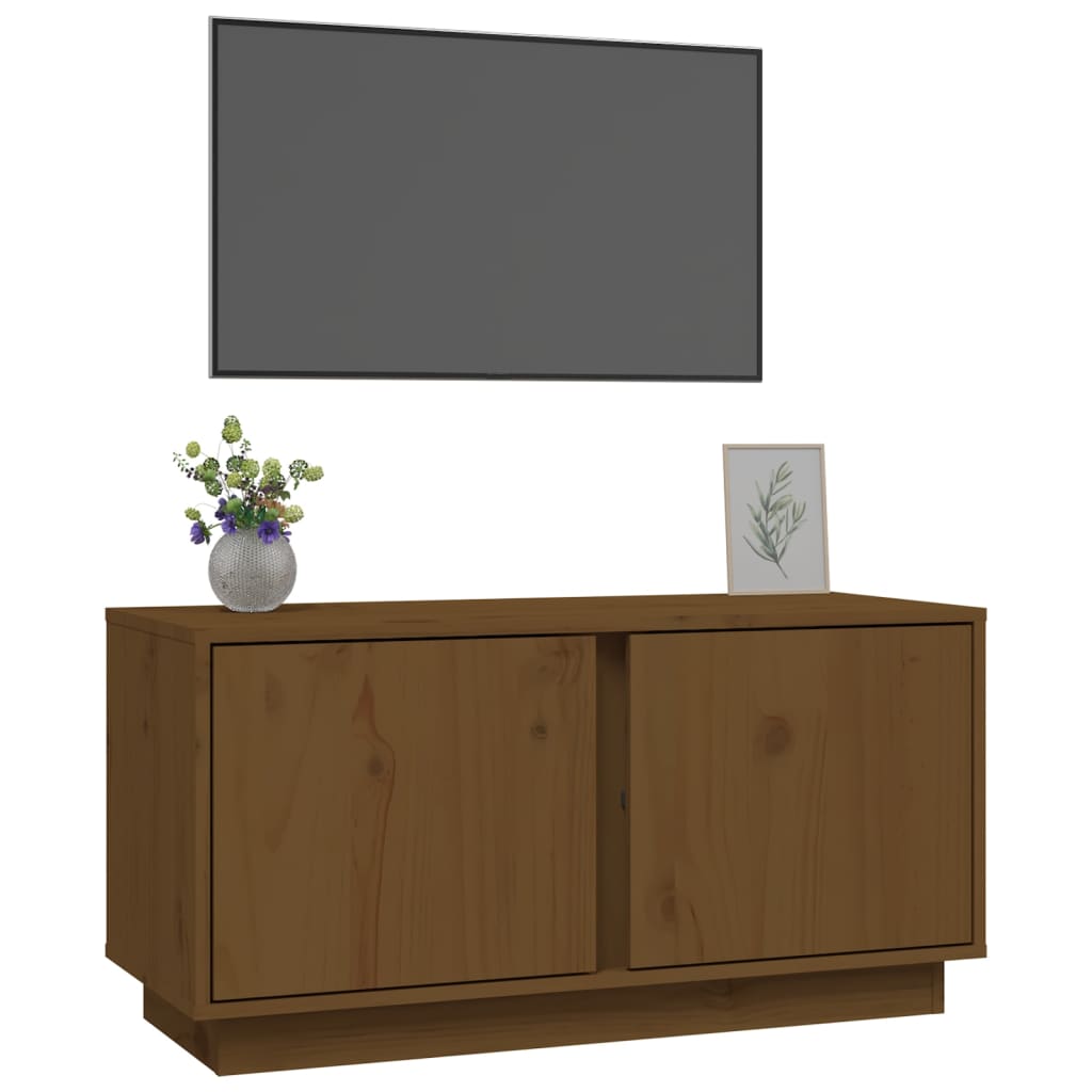 tv-bord 80x35x40,5 cm massivt fyrretræ gyldenbrun