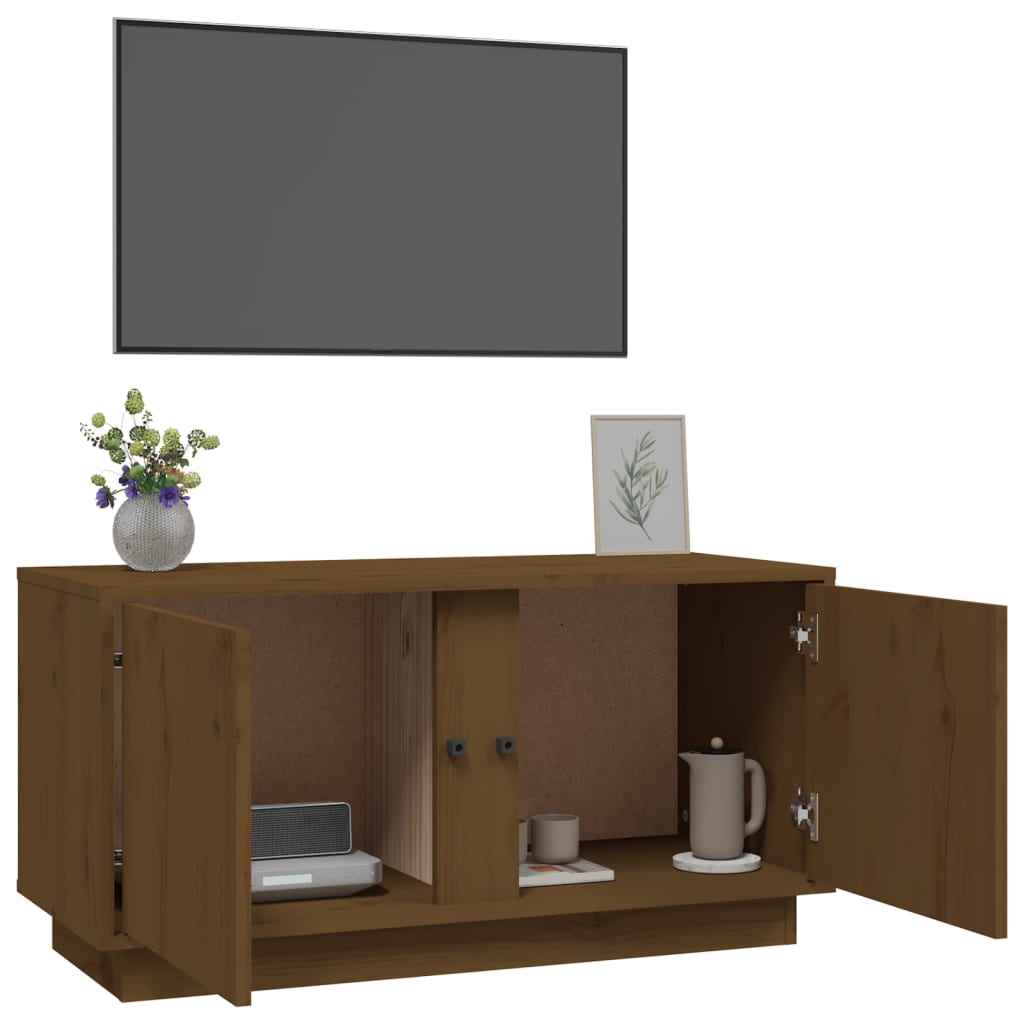 tv-bord 80x35x40,5 cm massivt fyrretræ gyldenbrun