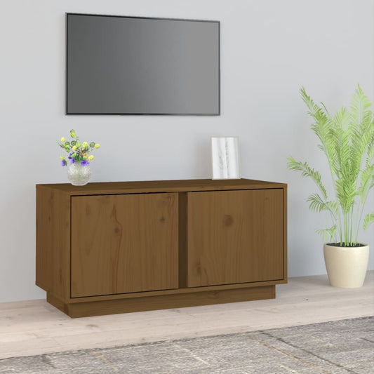 tv-bord 80x35x40,5 cm massivt fyrretræ gyldenbrun