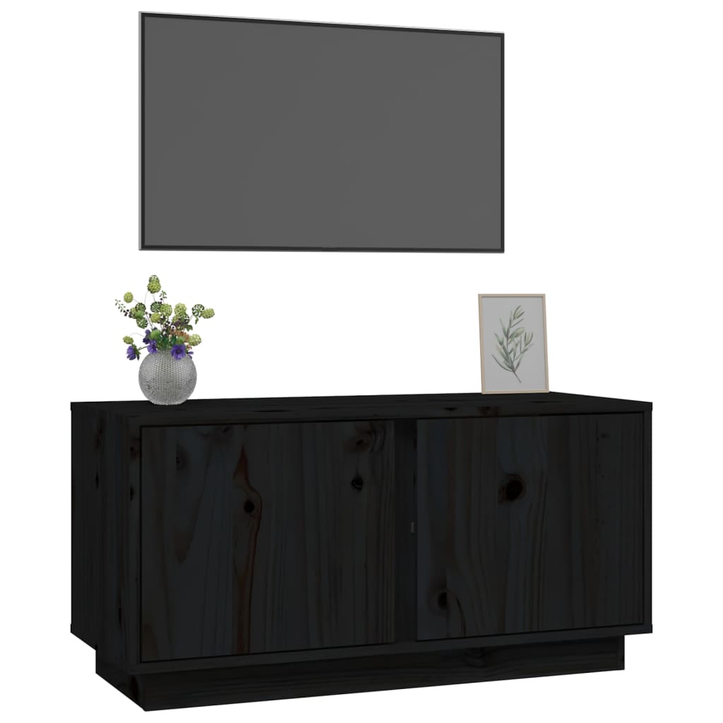 tv-bord 80x35x40,5 cm massivt fyrretræ sort