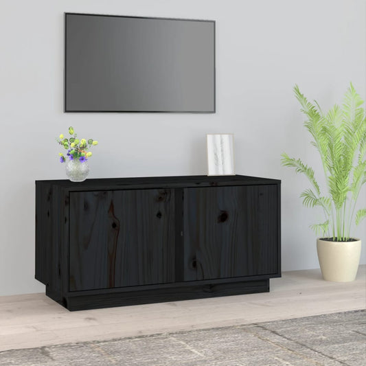 tv-bord 80x35x40,5 cm massivt fyrretræ sort