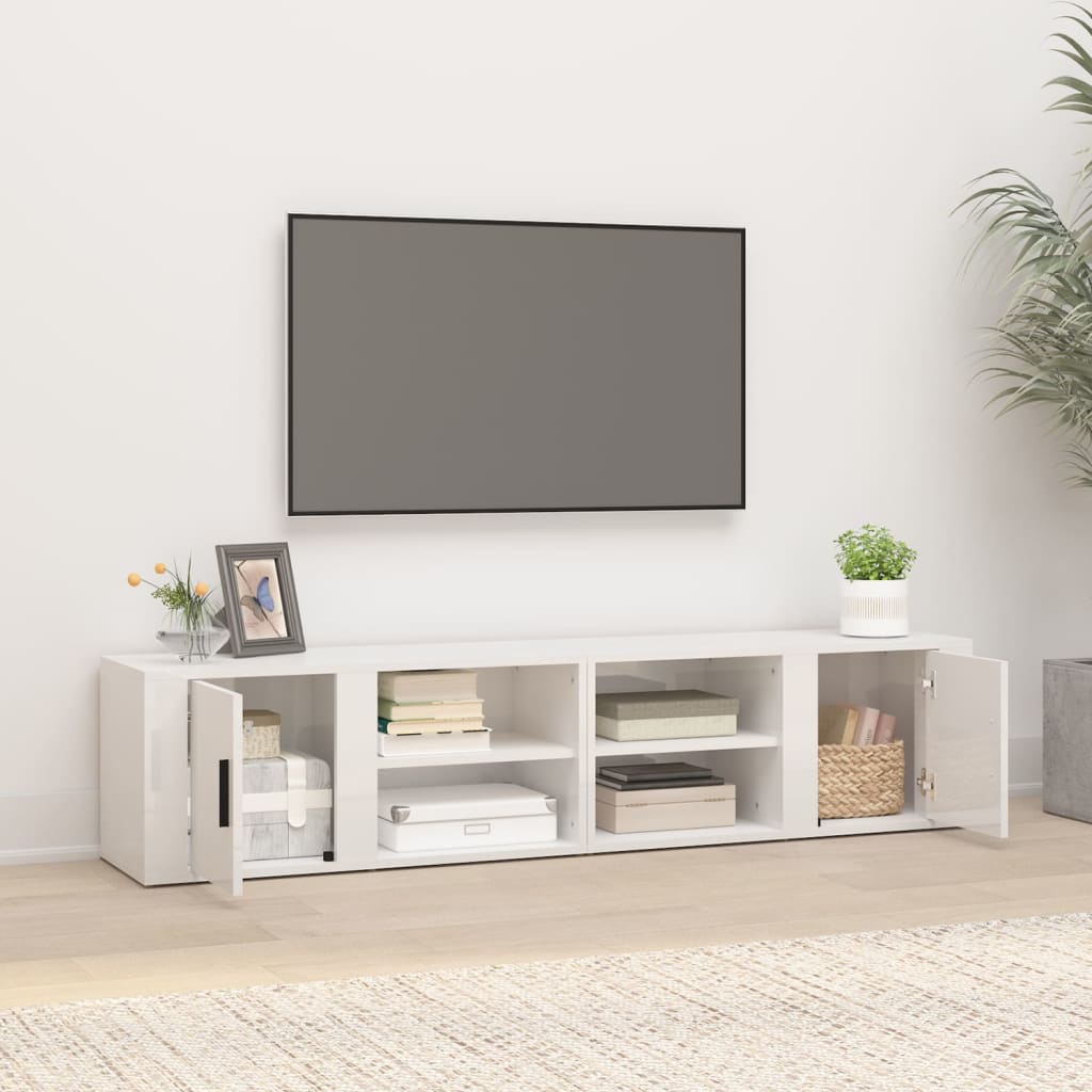 tv-borde 2 stk. 80x31,5x36 cm konstrueret træ hvid højglans