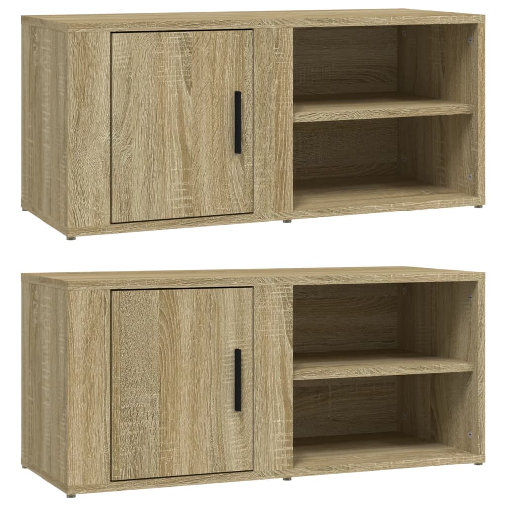 tv-borde 2 stk. 80x31,5x36 cm konstrueret træ sonoma-eg