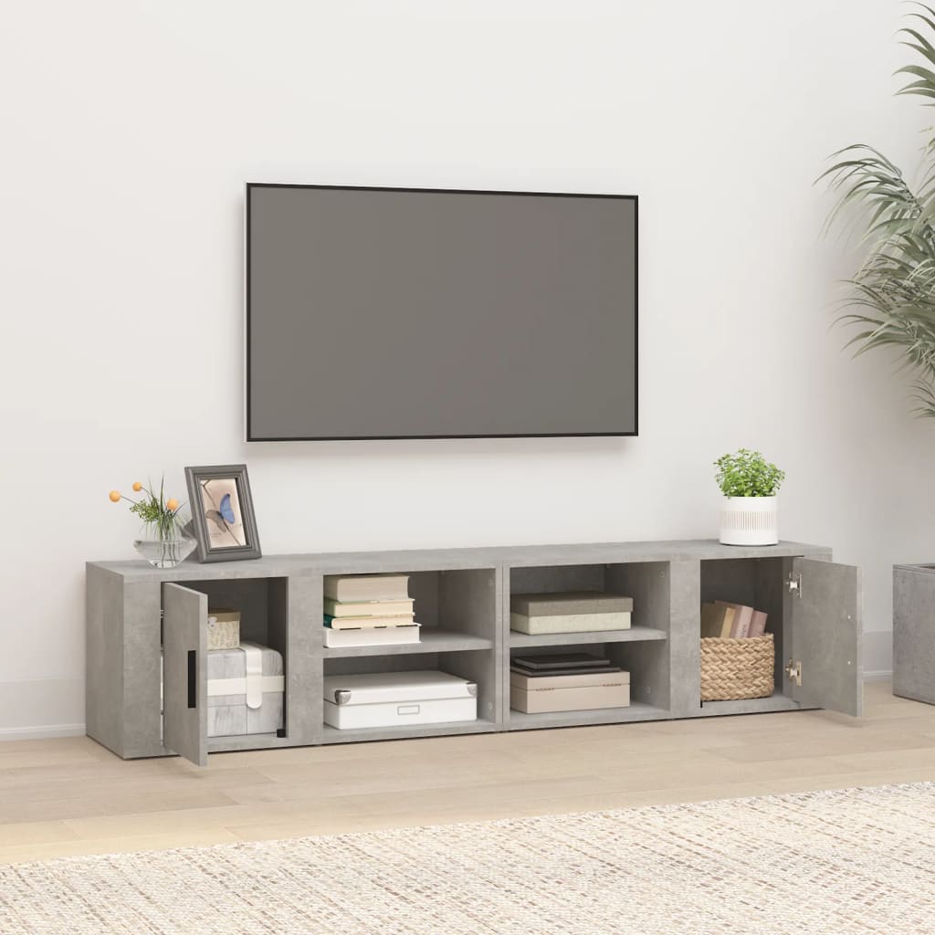 tv-borde 2 stk. 80x31,5x36 cm konstrueret træ betongrå