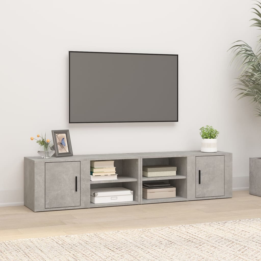 tv-borde 2 stk. 80x31,5x36 cm konstrueret træ betongrå