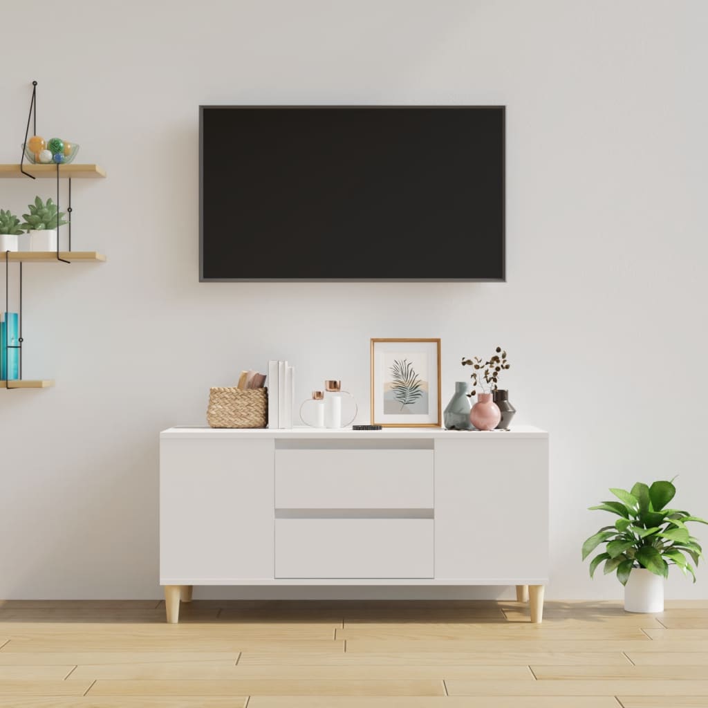 tv-bord 102x44,5x50 cm konstrueret træ hvid