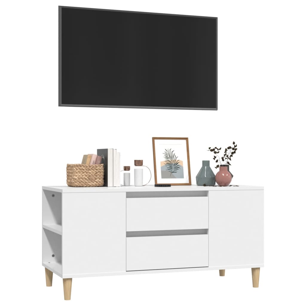 tv-bord 102x44,5x50 cm konstrueret træ hvid