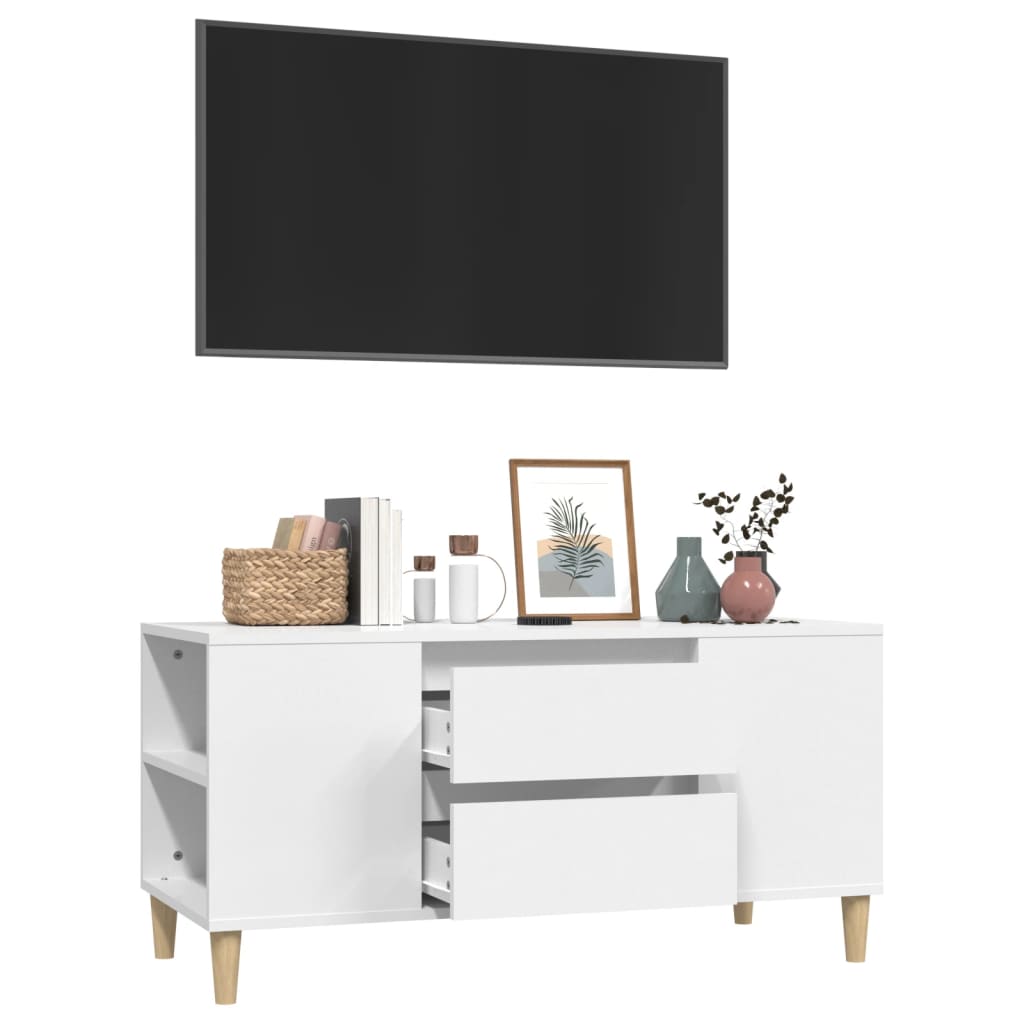 tv-bord 102x44,5x50 cm konstrueret træ hvid