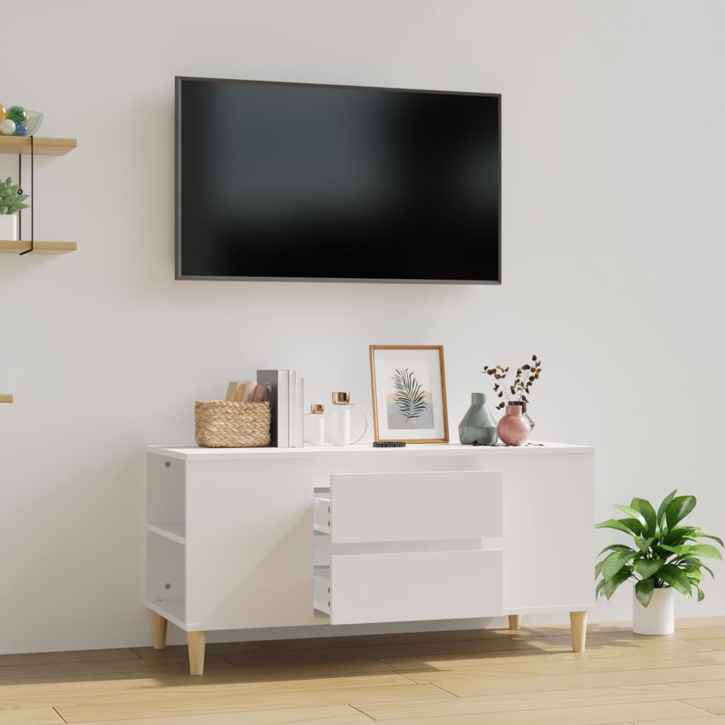 tv-bord 102x44,5x50 cm konstrueret træ hvid