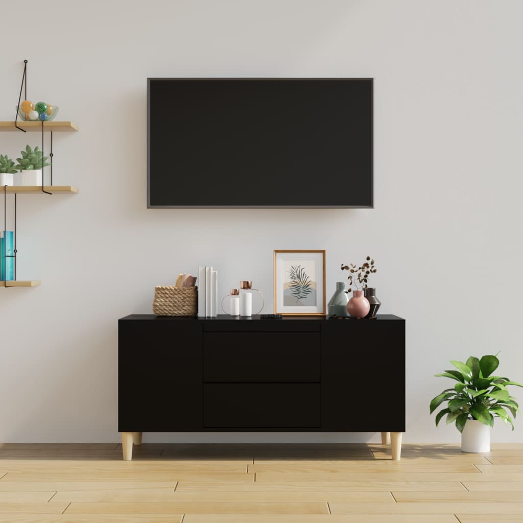 tv-bord 102x44,5x50 cm konstrueret træ sort