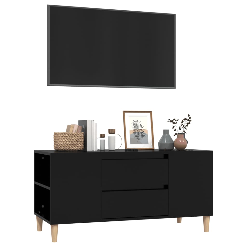 tv-bord 102x44,5x50 cm konstrueret træ sort