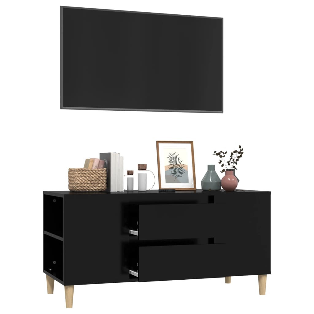 tv-bord 102x44,5x50 cm konstrueret træ sort