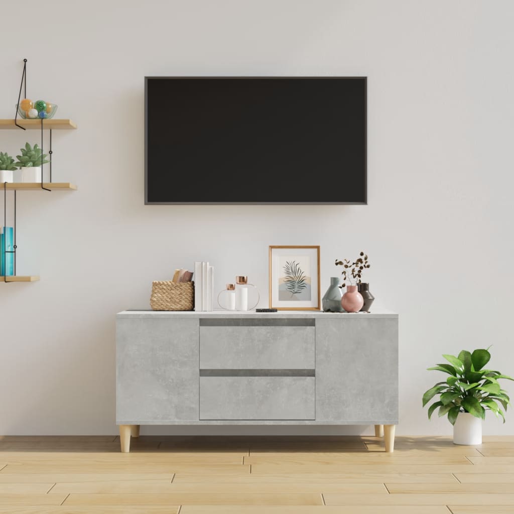 tv-bord 102x44,5x50 cm konstrueret træ betongrå