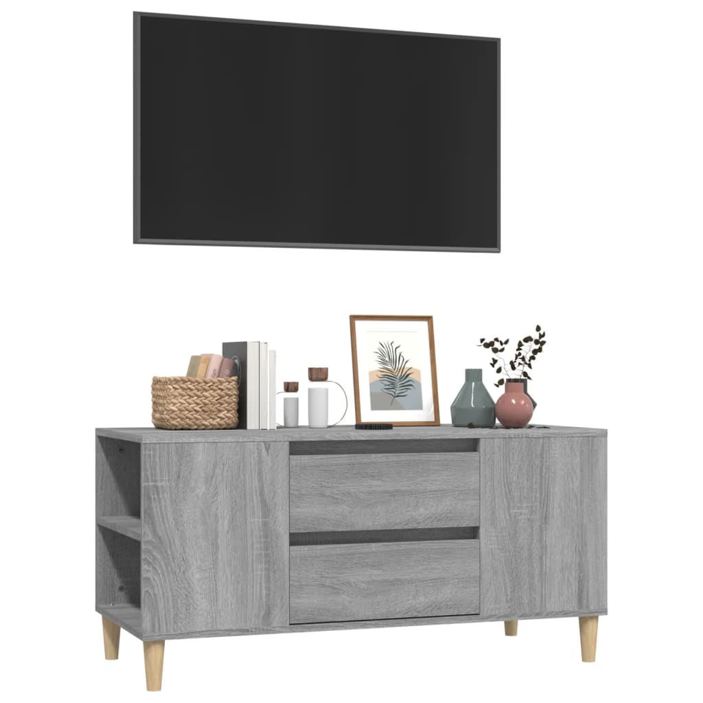 tv-bord 102x44,5x50 cm konstrueret træ grå sonoma-eg