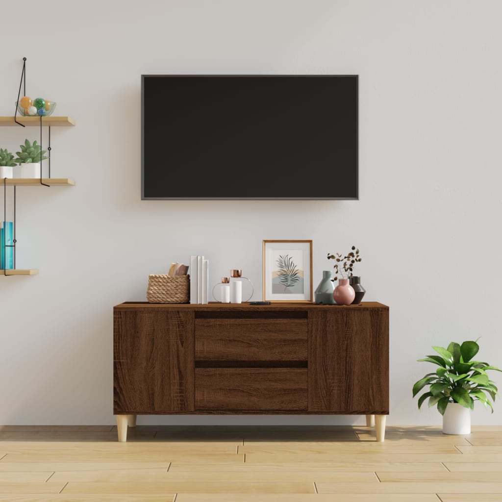 tv-bord 102x44,5x50 cm konstrueret træ brun egetræsfarve