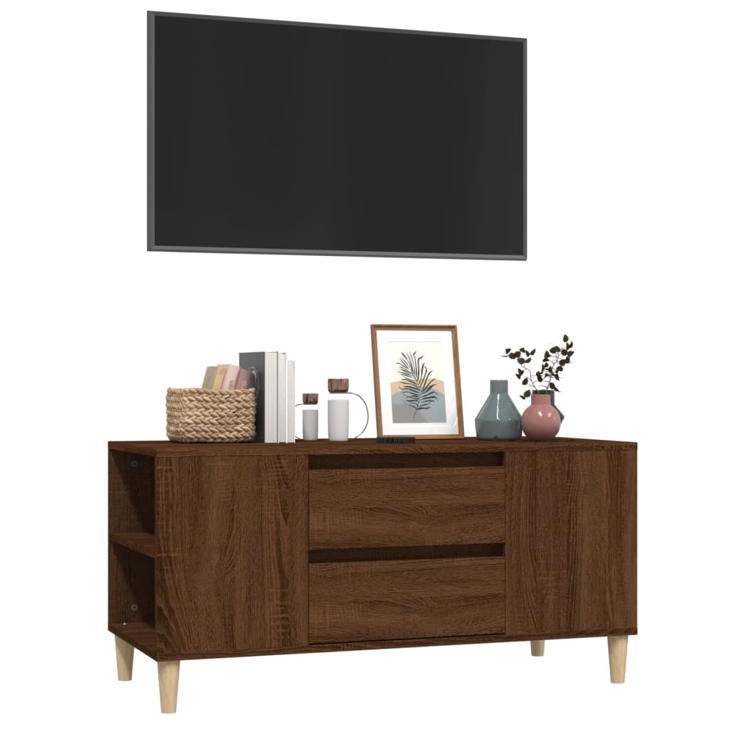 tv-bord 102x44,5x50 cm konstrueret træ brun egetræsfarve