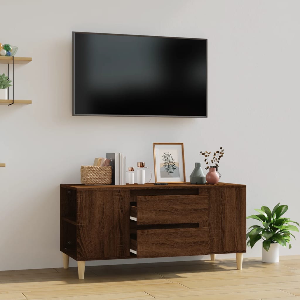 tv-bord 102x44,5x50 cm konstrueret træ brun egetræsfarve