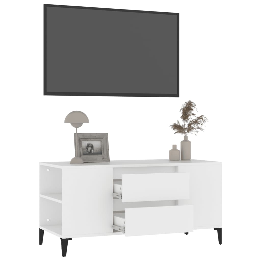 tv-bord 102x44,5x50 cm konstrueret træ hvid