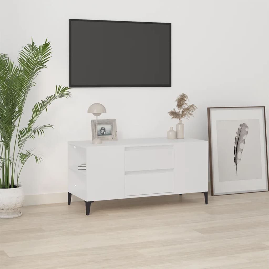 tv-bord 102x44,5x50 cm konstrueret træ hvid