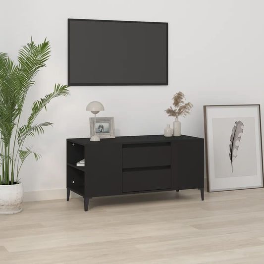 tv-bord 102x44,5x50 cm konstrueret træ sort