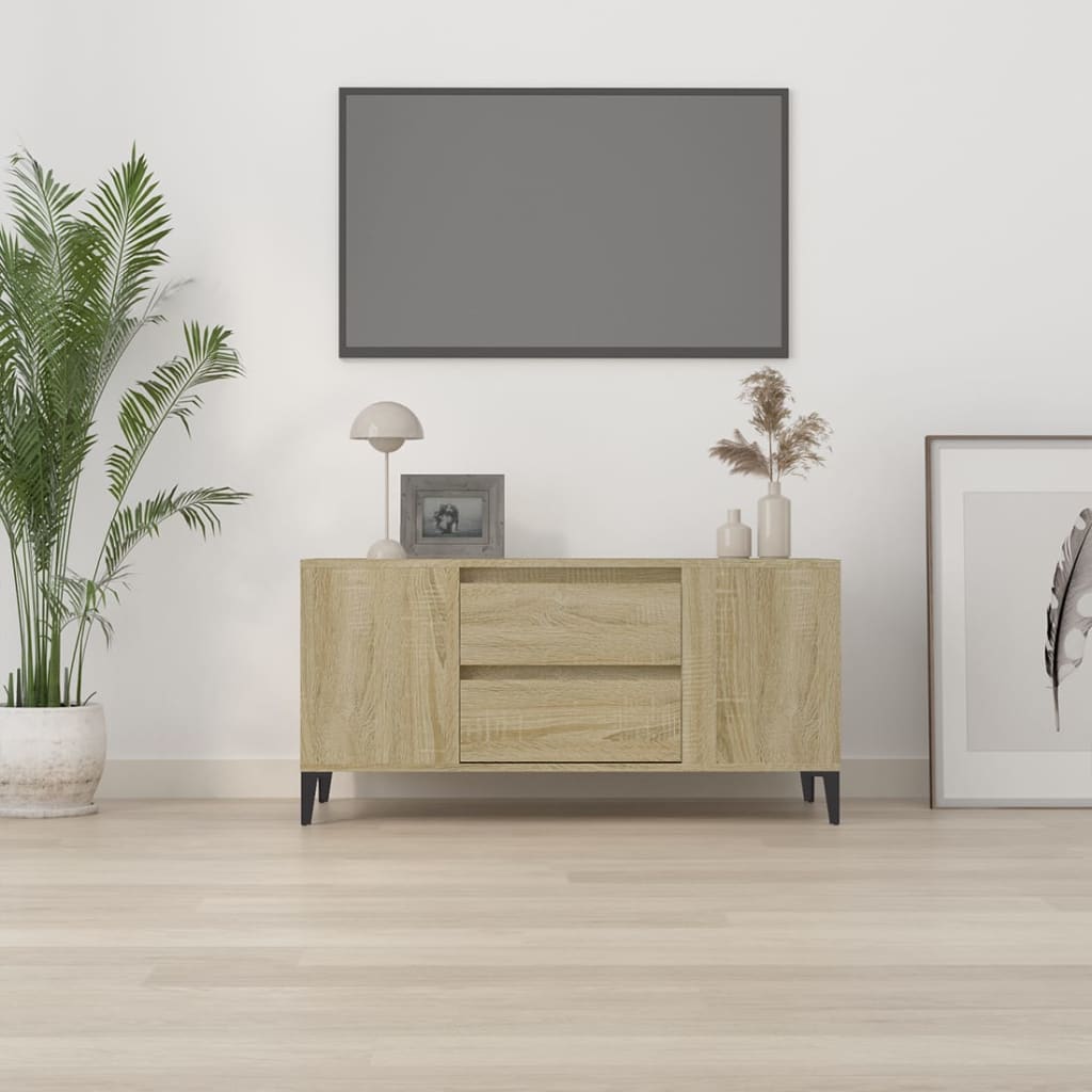 tv-bord 102x44,5x50 cm konstrueret træ sonoma-eg