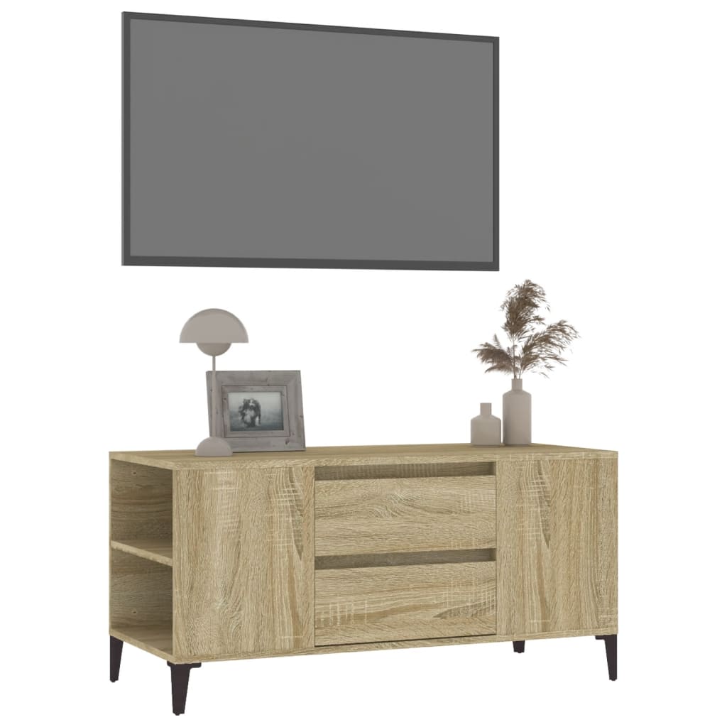 tv-bord 102x44,5x50 cm konstrueret træ sonoma-eg