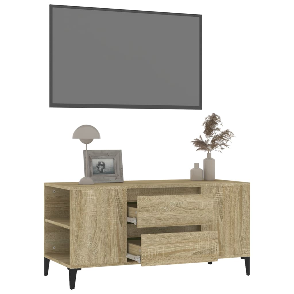 tv-bord 102x44,5x50 cm konstrueret træ sonoma-eg