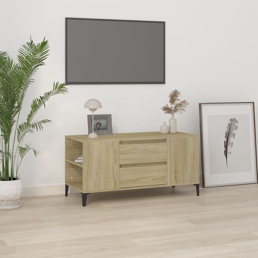 tv-bord 102x44,5x50 cm konstrueret træ sonoma-eg