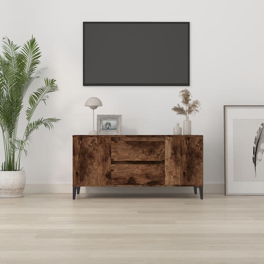 tv-bord 102x44,5x50 cm konstrueret træ røget egetræ