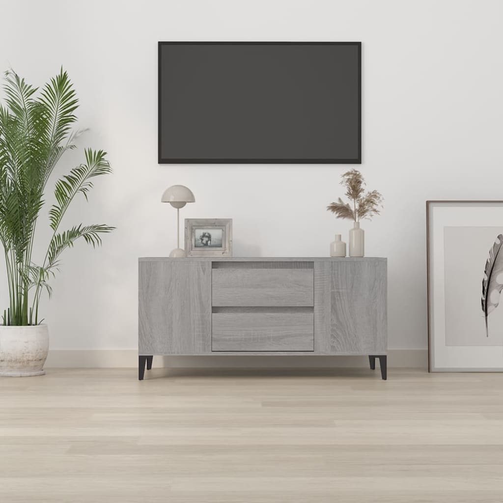 tv-bord 102x44,5x50 cm konstrueret træ grå sonoma-eg