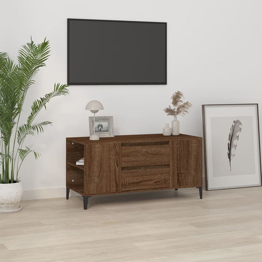 tv-bord 102x44,5x50 cm konstrueret træ brun egetræsfarve