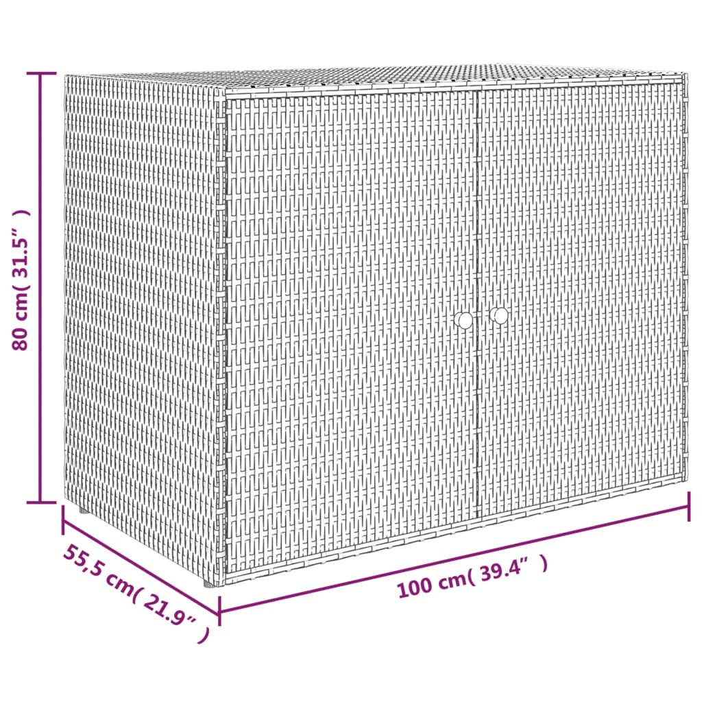 opbevaringsskab til haven 100x55,5x80 cm polyrattan grå