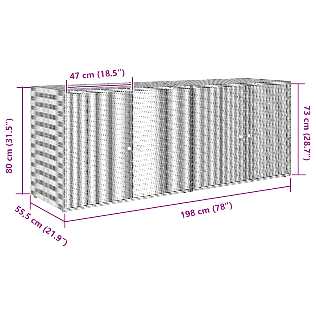 opbevaringsskab til haven 198x55,5x80 cm polyrattan sort