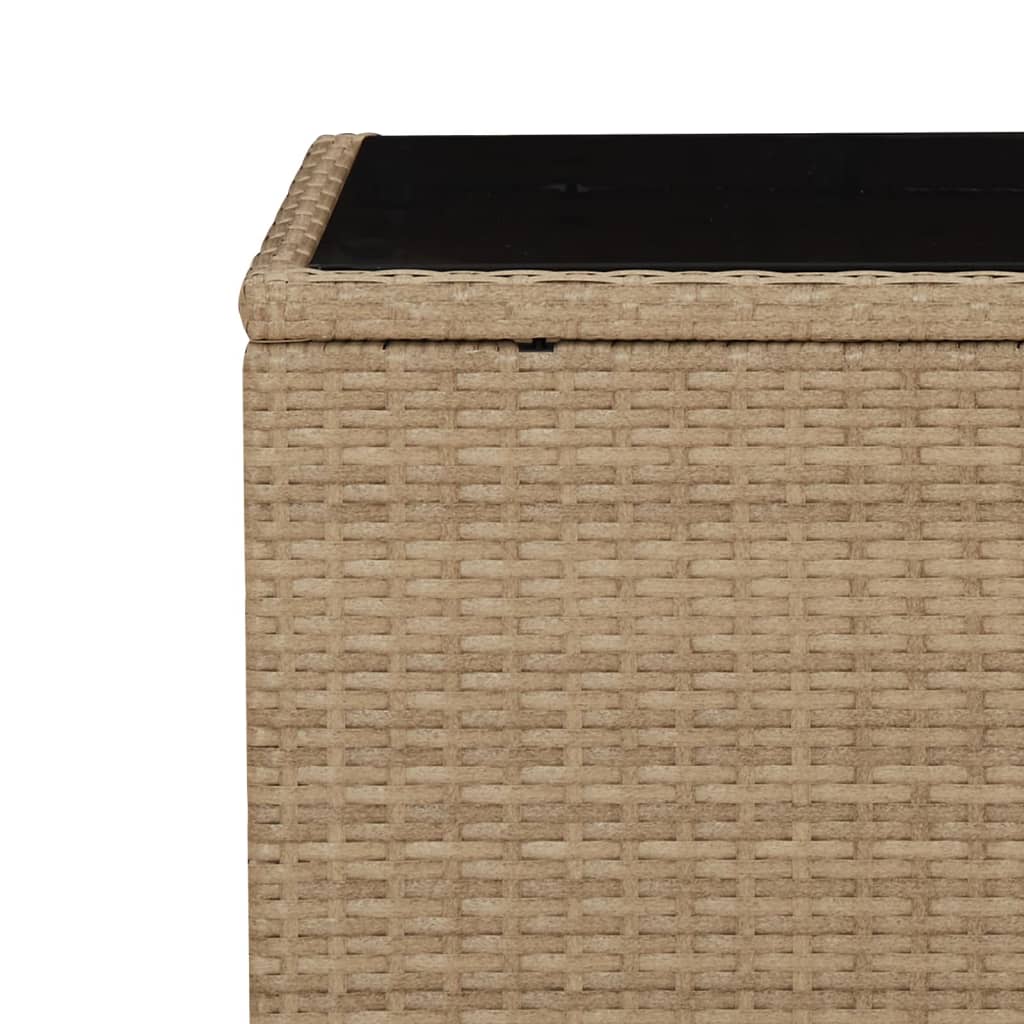 havebord med glasbordplade polyrattan og hærdet glas beige