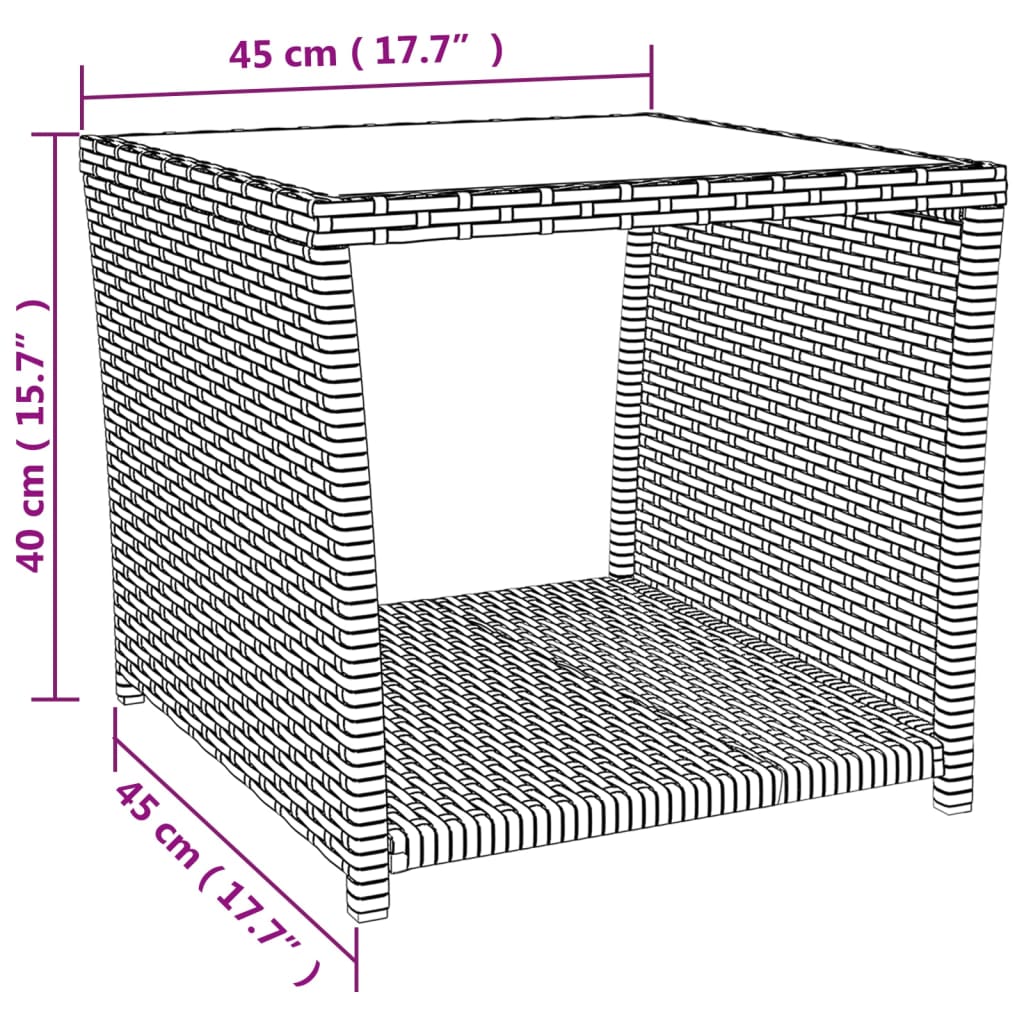 havebord med glasbordplade polyrattan og hærdet glas beige