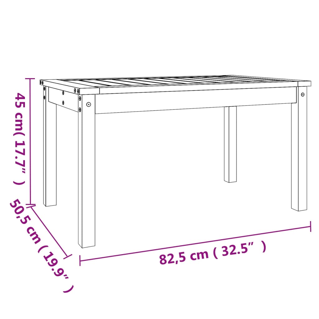 havebord 82,5x50,5x45 cm massivt fyrretræ gyldenbrun