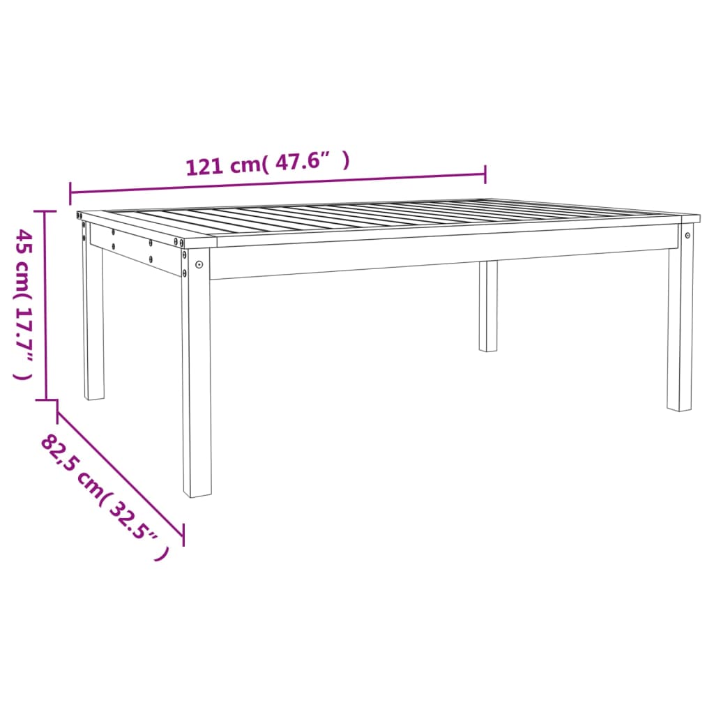 havebord 121x82,5x45 cm massivt fyrretræ