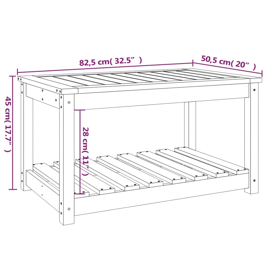 havebord 82,5x50,5x45 cm massivt fyrretræ