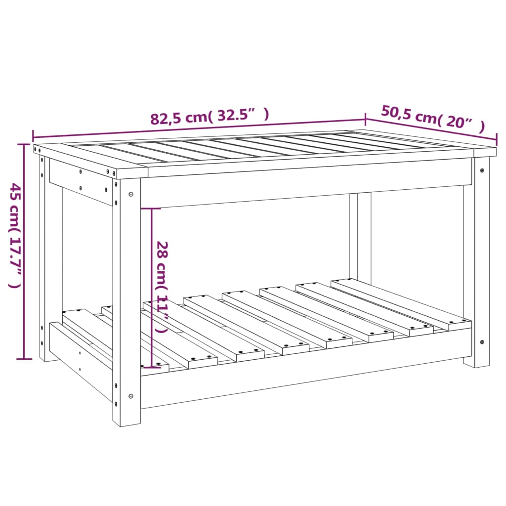 havebord 82,5x50,5x45 cm massivt douglasgran