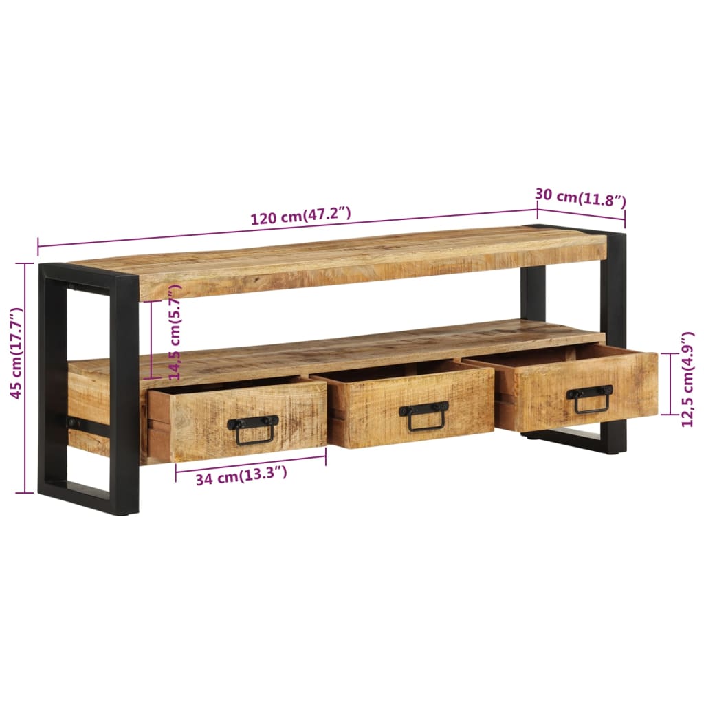 tv-bord 120x30x45 cm massivt mangotræ